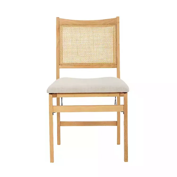Kirklands Home Folding Rat Cane Back Cushioned Chair Tan Best