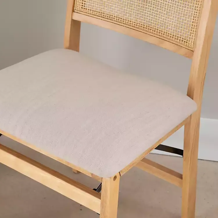 Kirklands Home Folding Rat Cane Back Cushioned Chair Tan Best