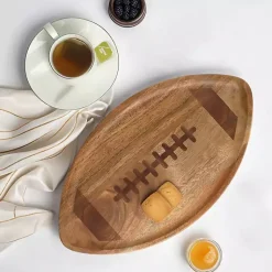 Kirklands Home Football Shaped Acacia Wood Serving Board Brown New