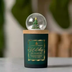 Candles>Kirklands Home Forest Fir Snow Globe Jar Candle Green