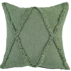 Pillows>Kirklands Home Forest Fringe Diamond Pillow, 20 in. Green