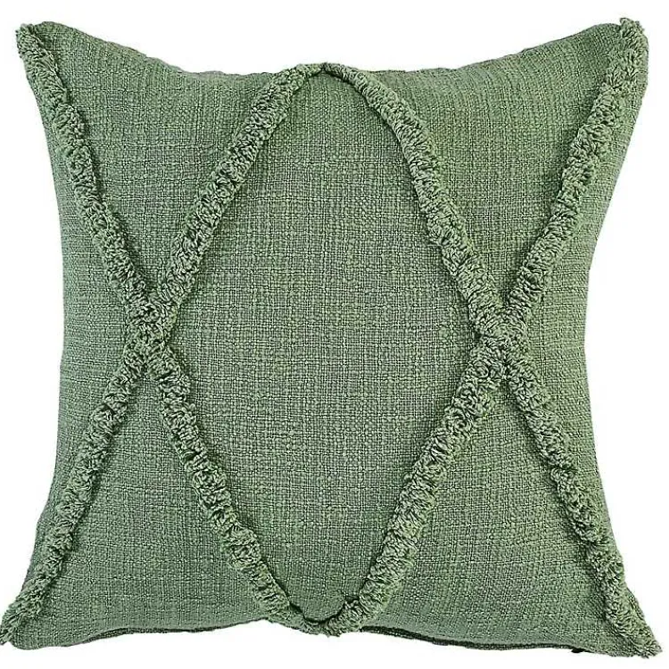 Pillows>Kirklands Home Forest Fringe Diamond Pillow, 20 in. Green