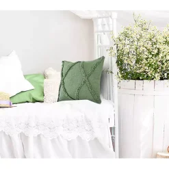 Pillows>Kirklands Home Forest Fringe Diamond Pillow, 20 in. Green