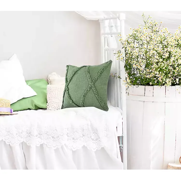 Pillows>Kirklands Home Forest Fringe Diamond Pillow, 20 in. Green