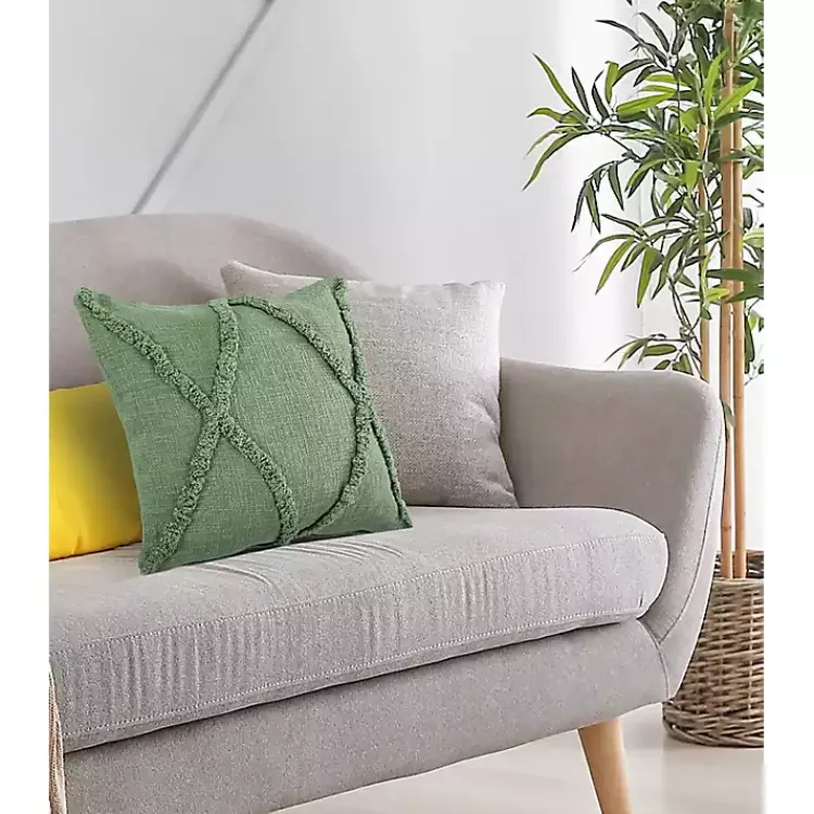Pillows>Kirklands Home Forest Fringe Diamond Pillow, 20 in. Green