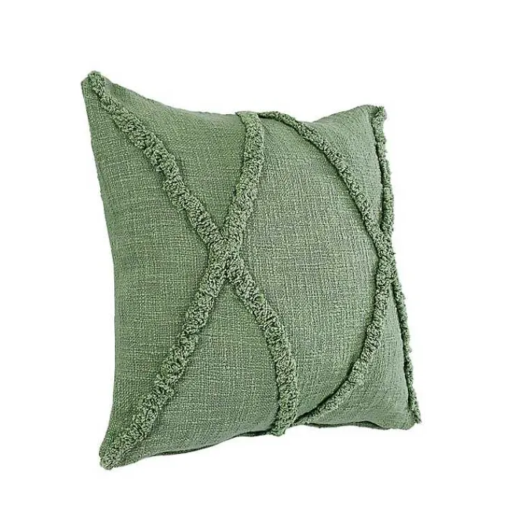 Pillows>Kirklands Home Forest Fringe Diamond Pillow, 20 in. Green