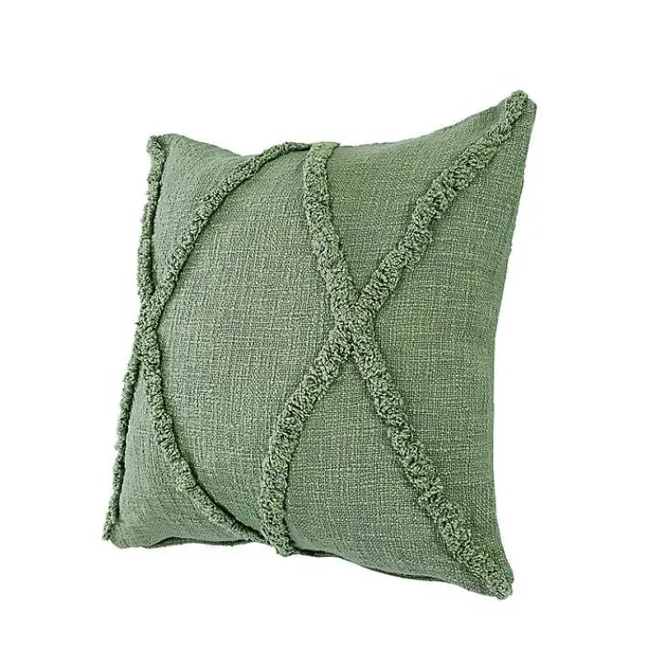 Pillows>Kirklands Home Forest Fringe Diamond Pillow, 20 in. Green