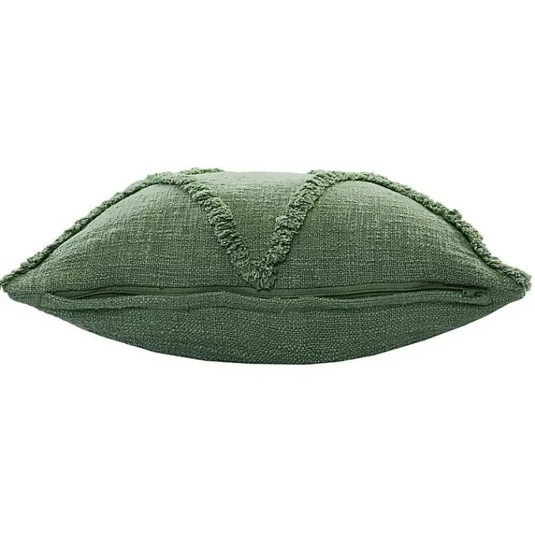 Pillows>Kirklands Home Forest Fringe Diamond Pillow, 20 in. Green