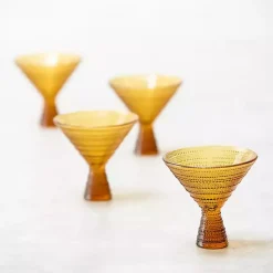 Kirklands Home Fortessa Amber Jupiter Martini Glasses, Set of 4 Orange Hot