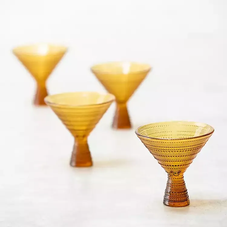 Kirklands Home Fortessa Amber Jupiter Martini Glasses, Set of 4 Orange Hot