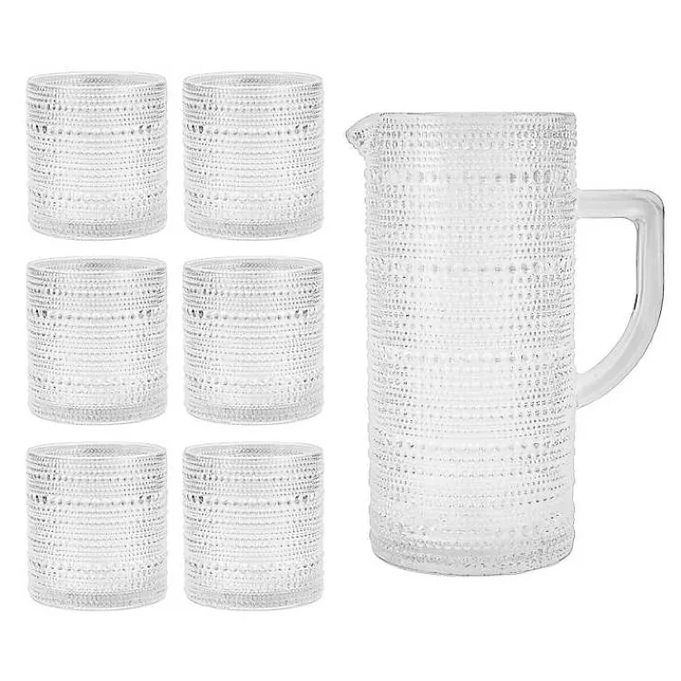 Kirklands Home Fortessa Bead Glasses and Pitcher, Set of 7 Clear Clearance