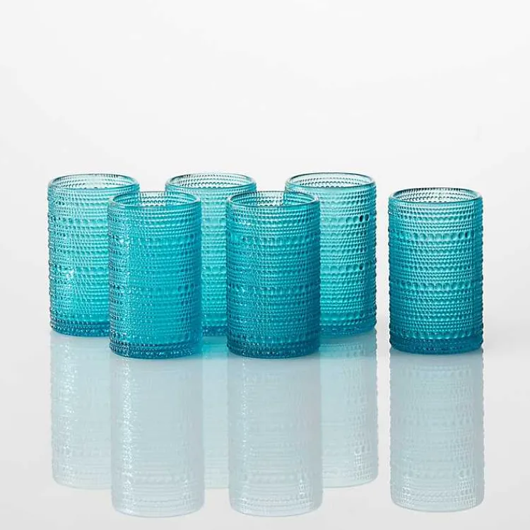 Kirklands Home Fortessa Lagoon Bead Tall Glasses, Set of 6 Blue Hot