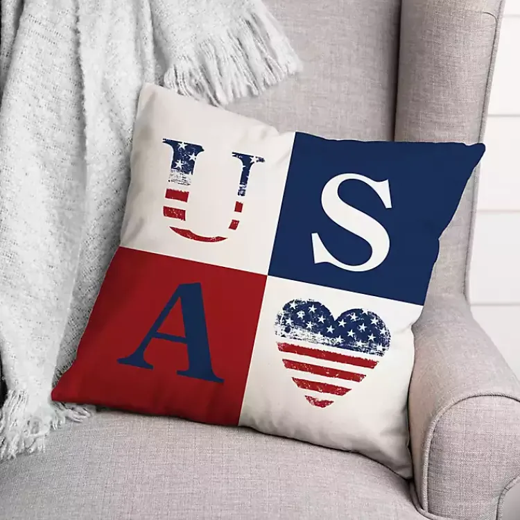 Kirklands Home Fourth of July Rustic USA Indoor/Outdoor Pillow Sale