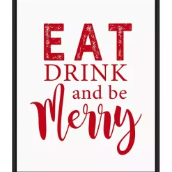 Christmas Art & Wall Decor>Kirklands Home Framed Eat Drink Merry Christmas Canvas Art Print