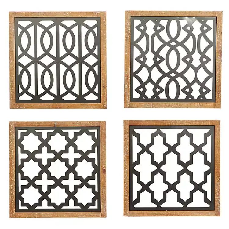 Kirklands Home Framed Matte Black Metal Wall Plaques, Set of 4 Best