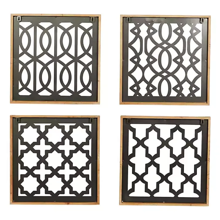 Kirklands Home Framed Matte Black Metal Wall Plaques, Set of 4 Best