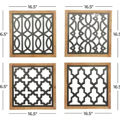 Kirklands Home Framed Matte Black Metal Wall Plaques, Set of 4 Best