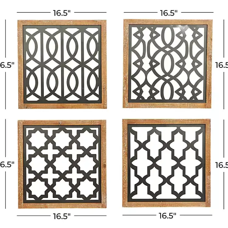 Kirklands Home Framed Matte Black Metal Wall Plaques, Set of 4 Best