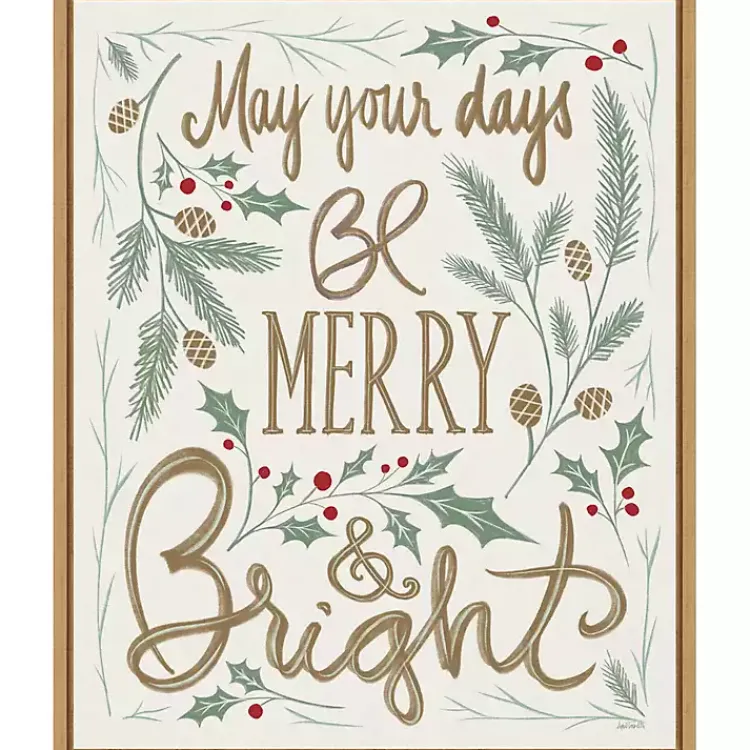 Christmas Art & Wall Decor>Kirklands Home Framed Merry and Bright Christmas Canvas Art Print