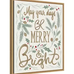 Christmas Art & Wall Decor>Kirklands Home Framed Merry and Bright Christmas Canvas Art Print