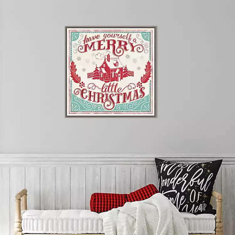 Christmas Art & Wall Decor>Kirklands Home Framed Retro Merry Lil Christmas Canvas Art Print