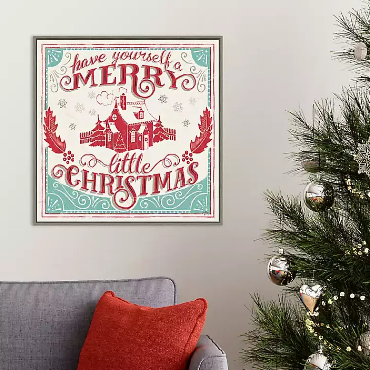 Christmas Art & Wall Decor>Kirklands Home Framed Retro Merry Lil Christmas Canvas Art Print