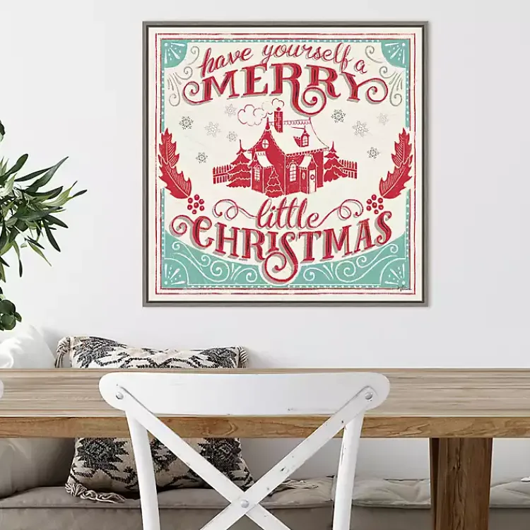 Christmas Art & Wall Decor>Kirklands Home Framed Retro Merry Lil Christmas Canvas Art Print