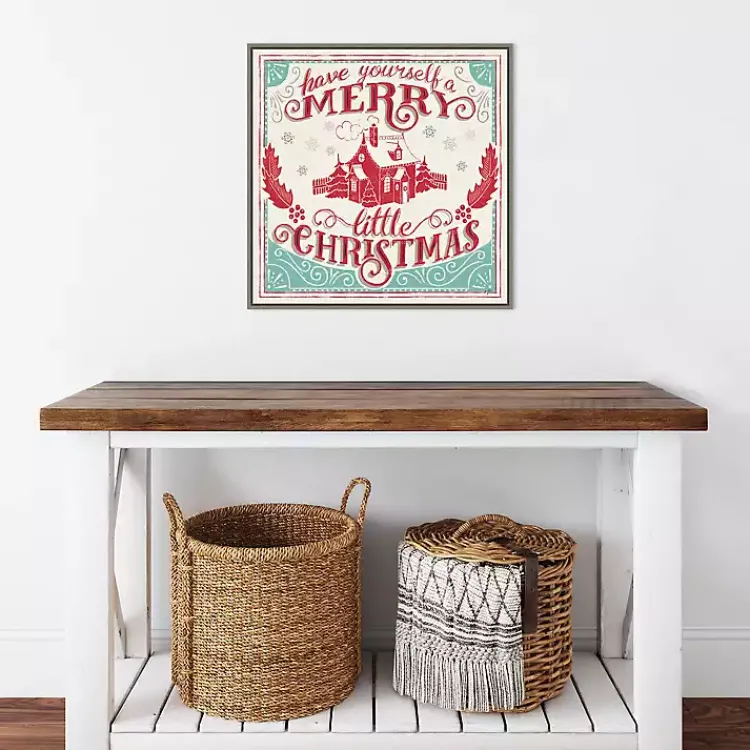 Christmas Art & Wall Decor>Kirklands Home Framed Retro Merry Lil Christmas Canvas Art Print