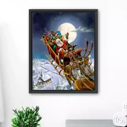 Christmas Art & Wall Decor>Kirklands Home Framed Santa on His Sleigh Giclee Canvas Art Print Multi