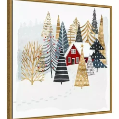 Christmas Art & Wall Decor>Kirklands Home Framed Winter Landscape Christmas Canvas Art Print