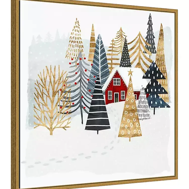 Christmas Art & Wall Decor>Kirklands Home Framed Winter Landscape Christmas Canvas Art Print