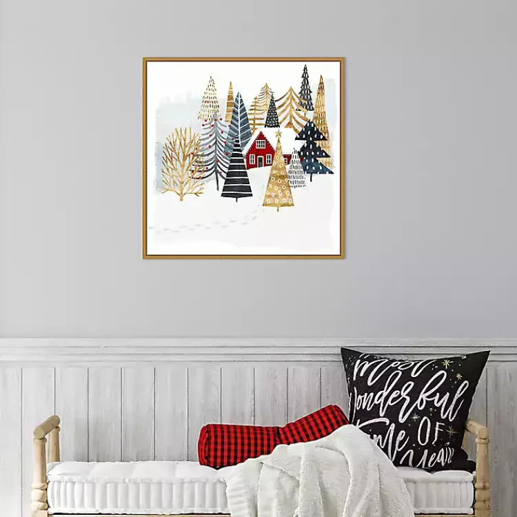 Christmas Art & Wall Decor>Kirklands Home Framed Winter Landscape Christmas Canvas Art Print