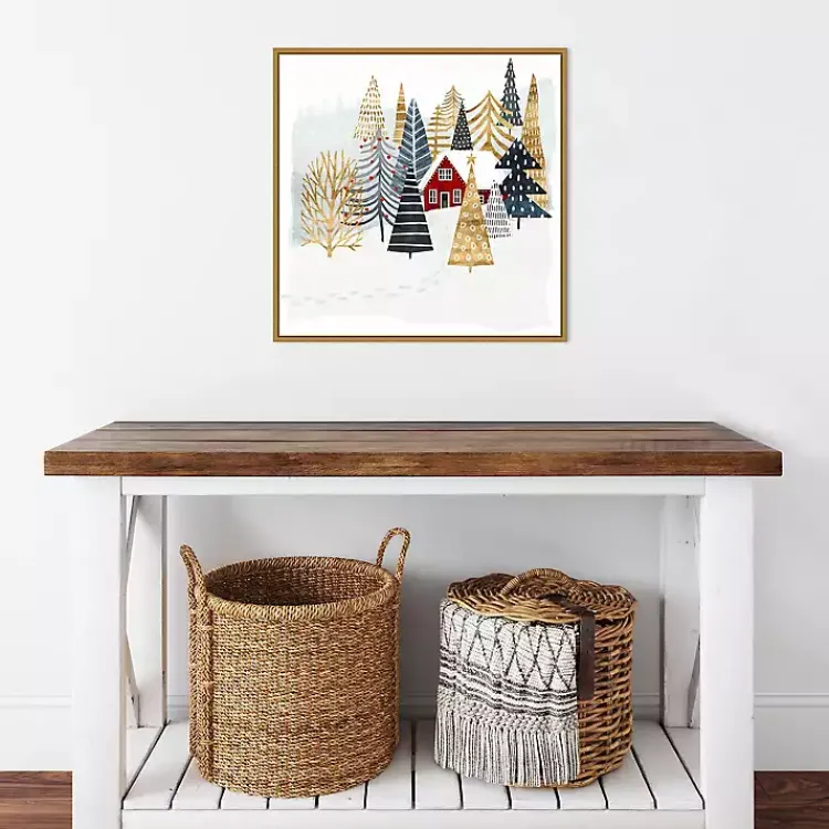 Christmas Art & Wall Decor>Kirklands Home Framed Winter Landscape Christmas Canvas Art Print