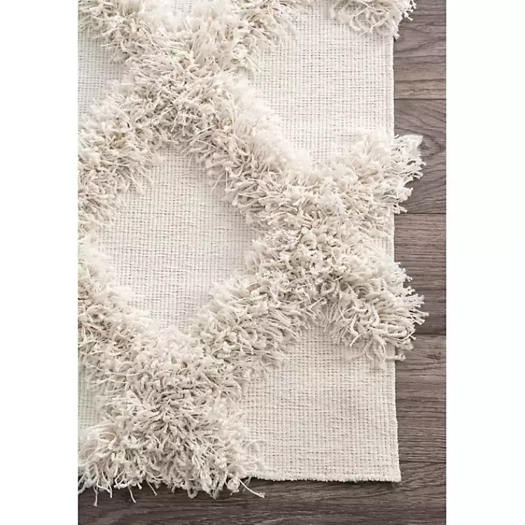 Kirklands Home Francis Diamond Shaggy Area Rug, 4x6 White Discount