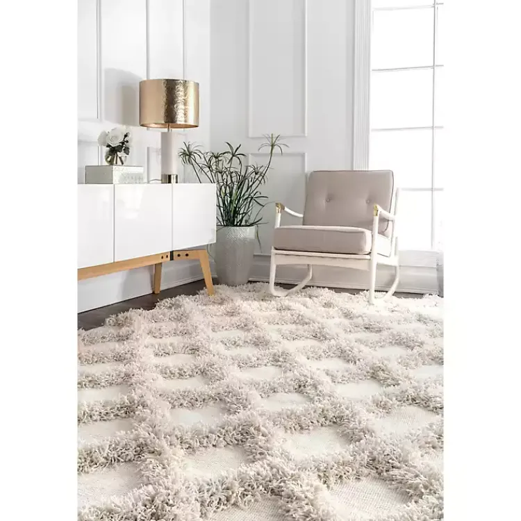 Kirklands Home Francis Shaggy Diamond Trellis Area Rug, 7x9