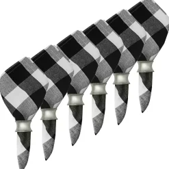 Kirklands Home Franklin Gingham Napkins, Set of 6 Black Hot