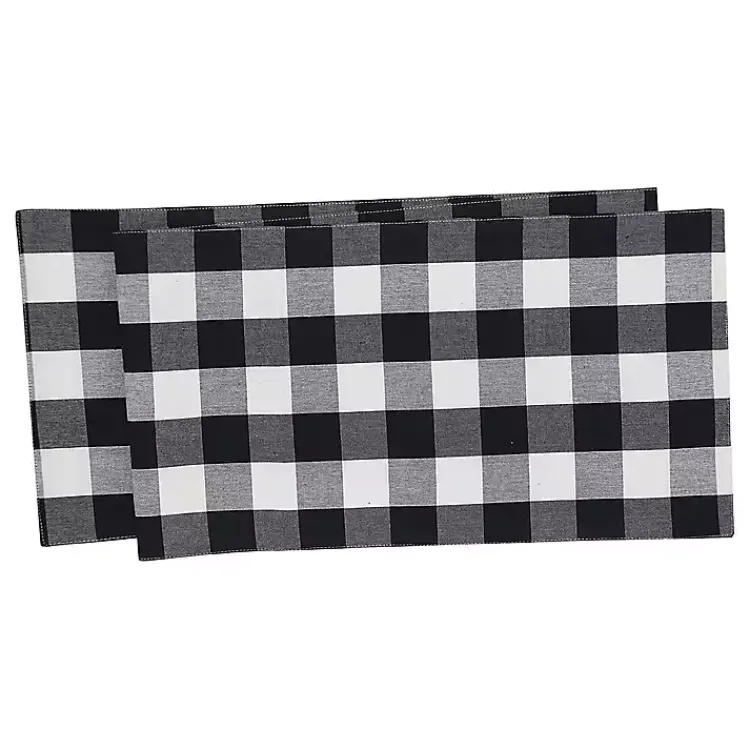Kirklands Home Franklin Black Gingham Table Runner New