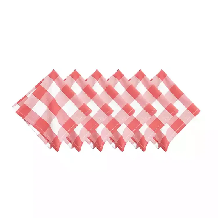 Kirklands Home Franklin Coral Gingham Napkins, Set of 6 Pink