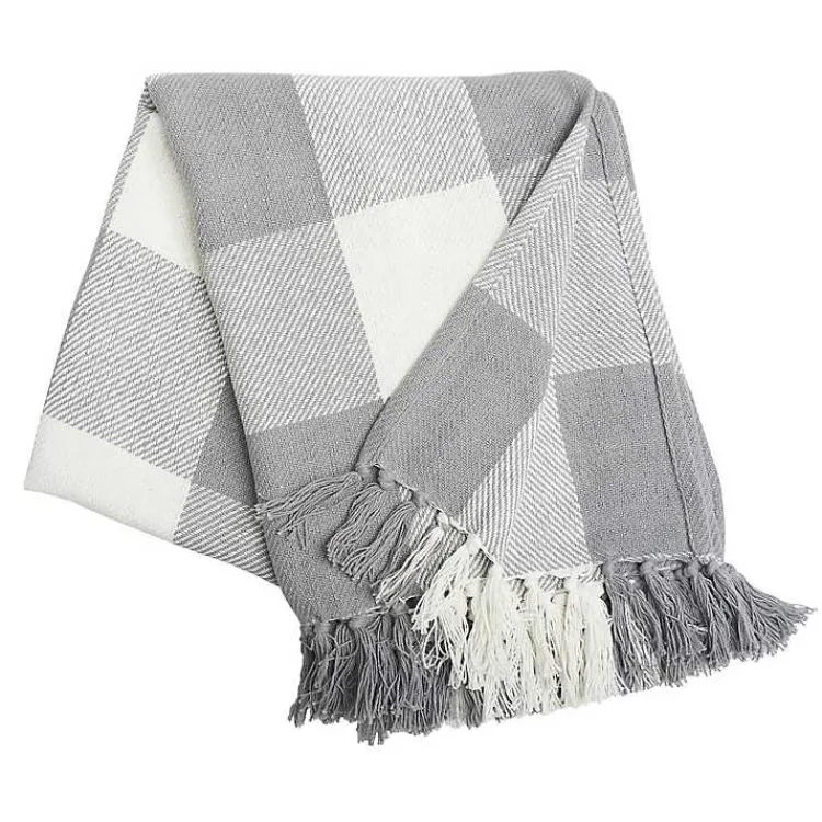 Blankets & Throws>Kirklands Home Franklin Gray Buffalo Check Throw