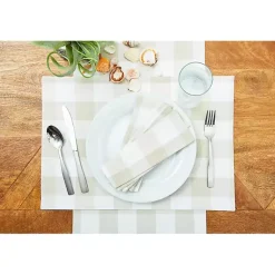 Kirklands Home Franklin Pebble Gingham Table Runner Tan