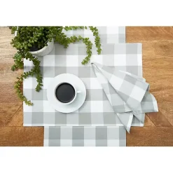 Kirklands Home Franklin Slate Gingham Table Runner Gray Outlet