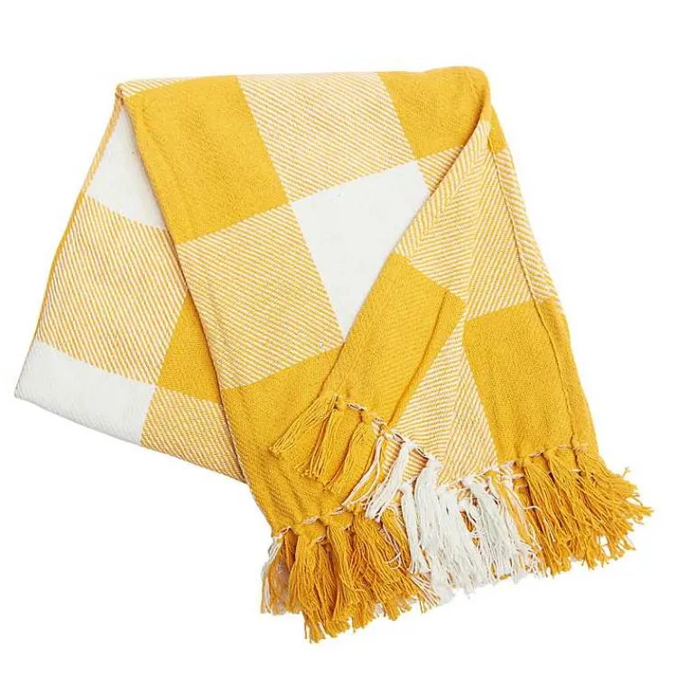 Blankets & Throws>Kirklands Home Franklin Yellow Buffalo Check Throw
