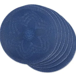 Kirklands Home French Woven Round Placemats, Set of 6 Blue Hot