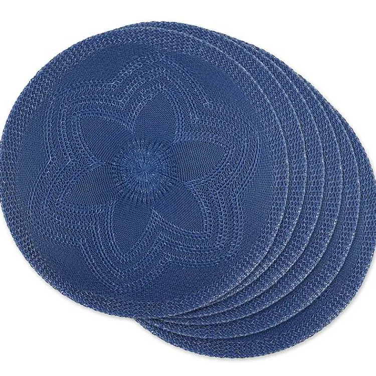 Kirklands Home French Woven Round Placemats, Set of 6 Blue Hot