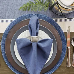 Kirklands Home French Woven Round Placemats, Set of 6 Blue Hot