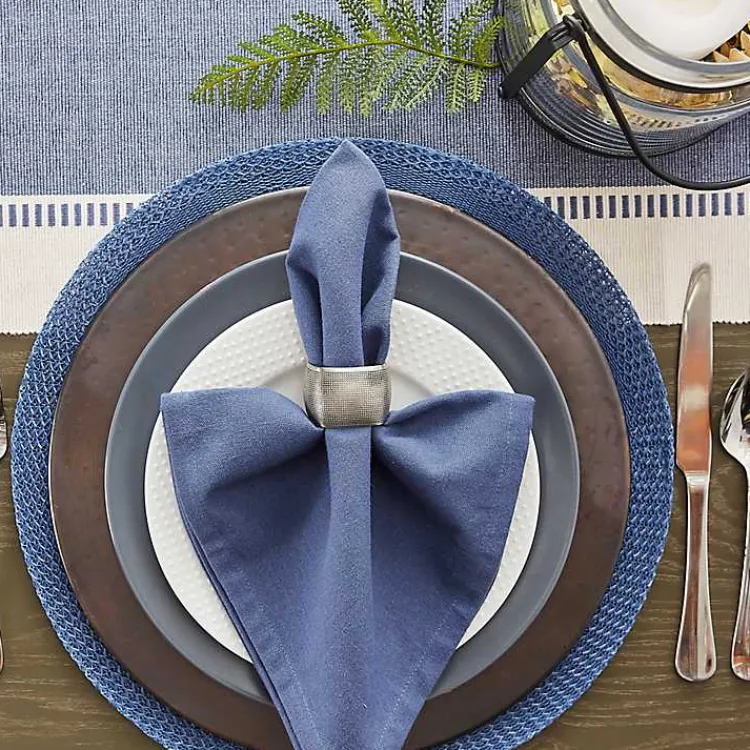 Kirklands Home French Woven Round Placemats, Set of 6 Blue Hot