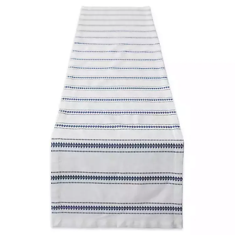 Kirklands Home French Zig Zag Stripe Table Runner, 72 in. Blue Outlet