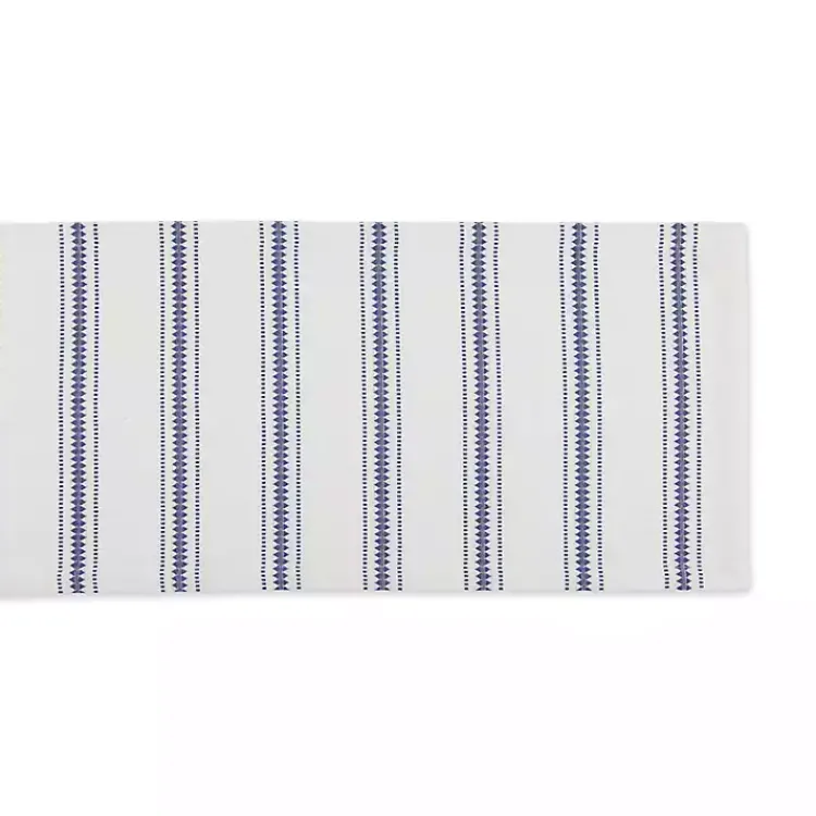 Kirklands Home French Zig Zag Stripe Table Runner, 72 in. Blue Outlet