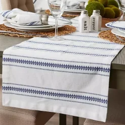 Kirklands Home French Zig Zag Stripe Table Runner, 72 in. Blue Outlet