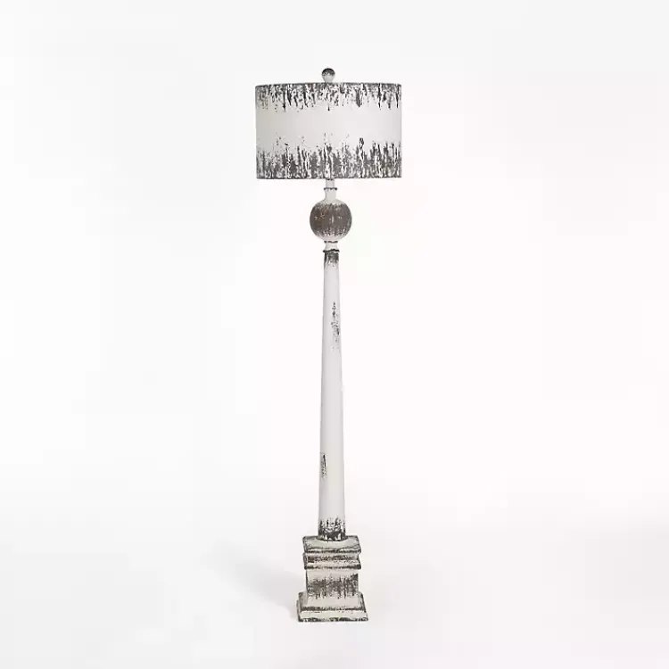 Kirklands Home French Distressed White Floor Lamp
